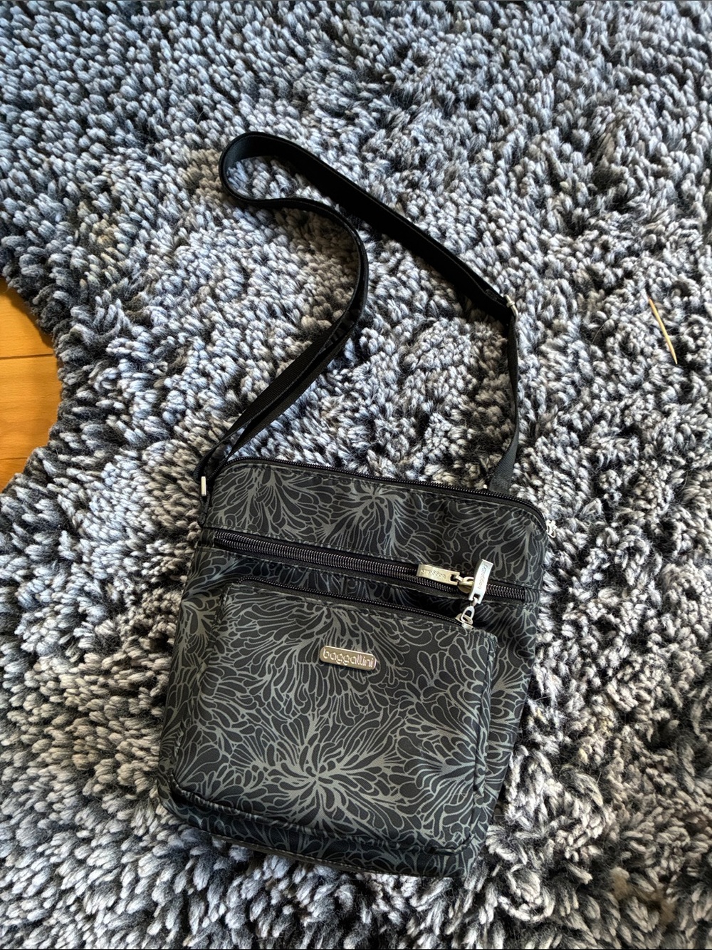 Crossbody Shoulder Bag in Black Floral Print